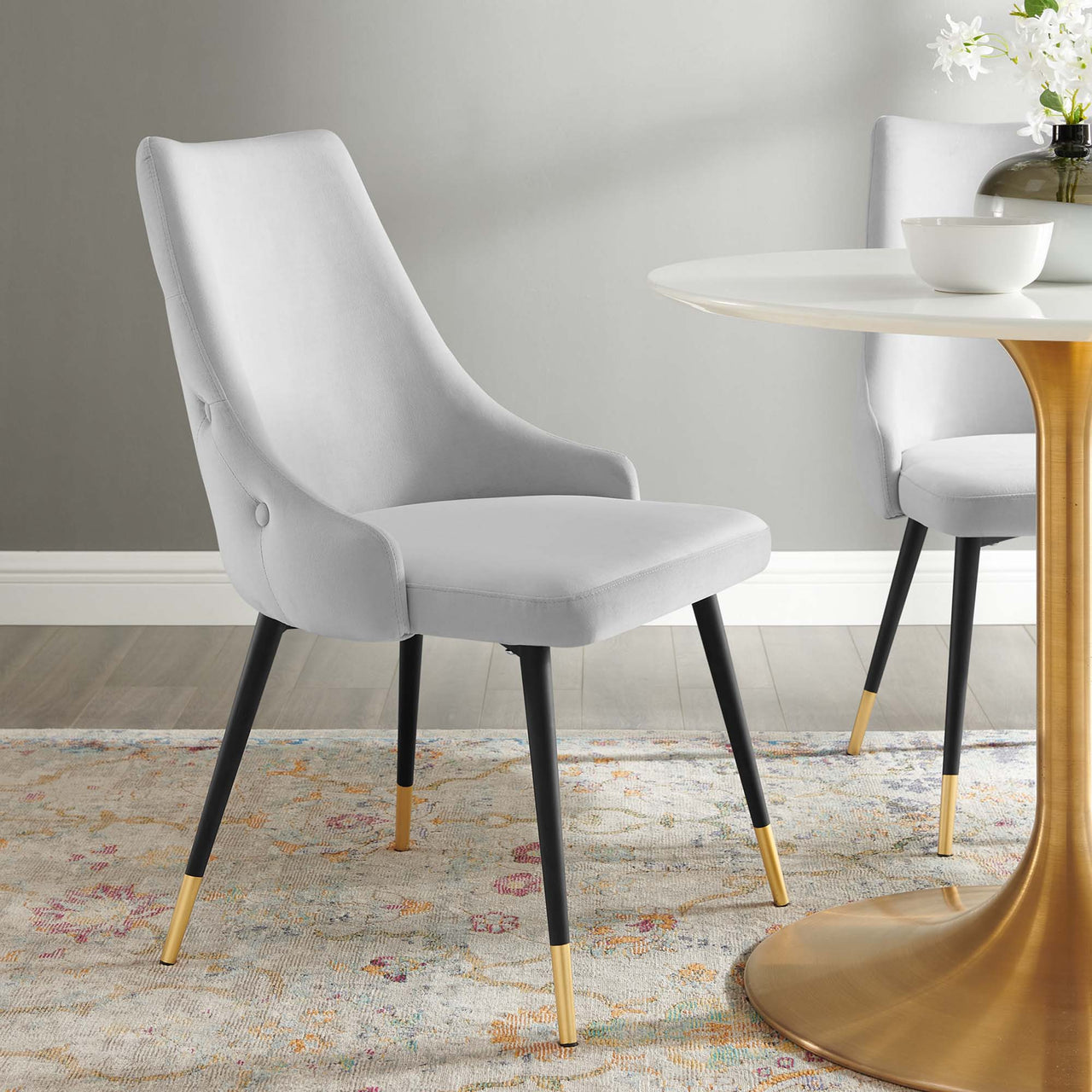 Avira Velvet Dining Chair, Light Gray