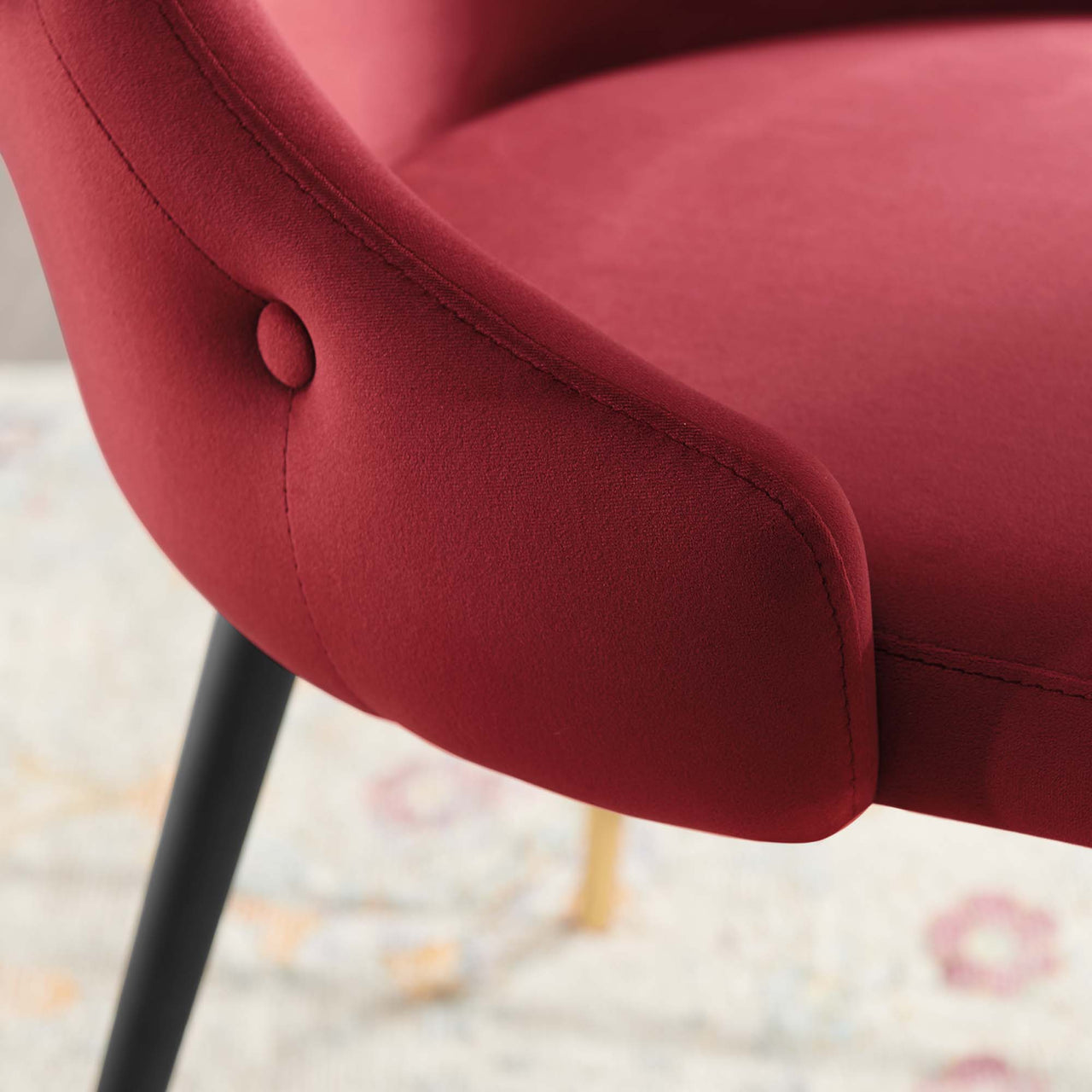 Avira Velvet Dining Chair Set of 2, Maroon