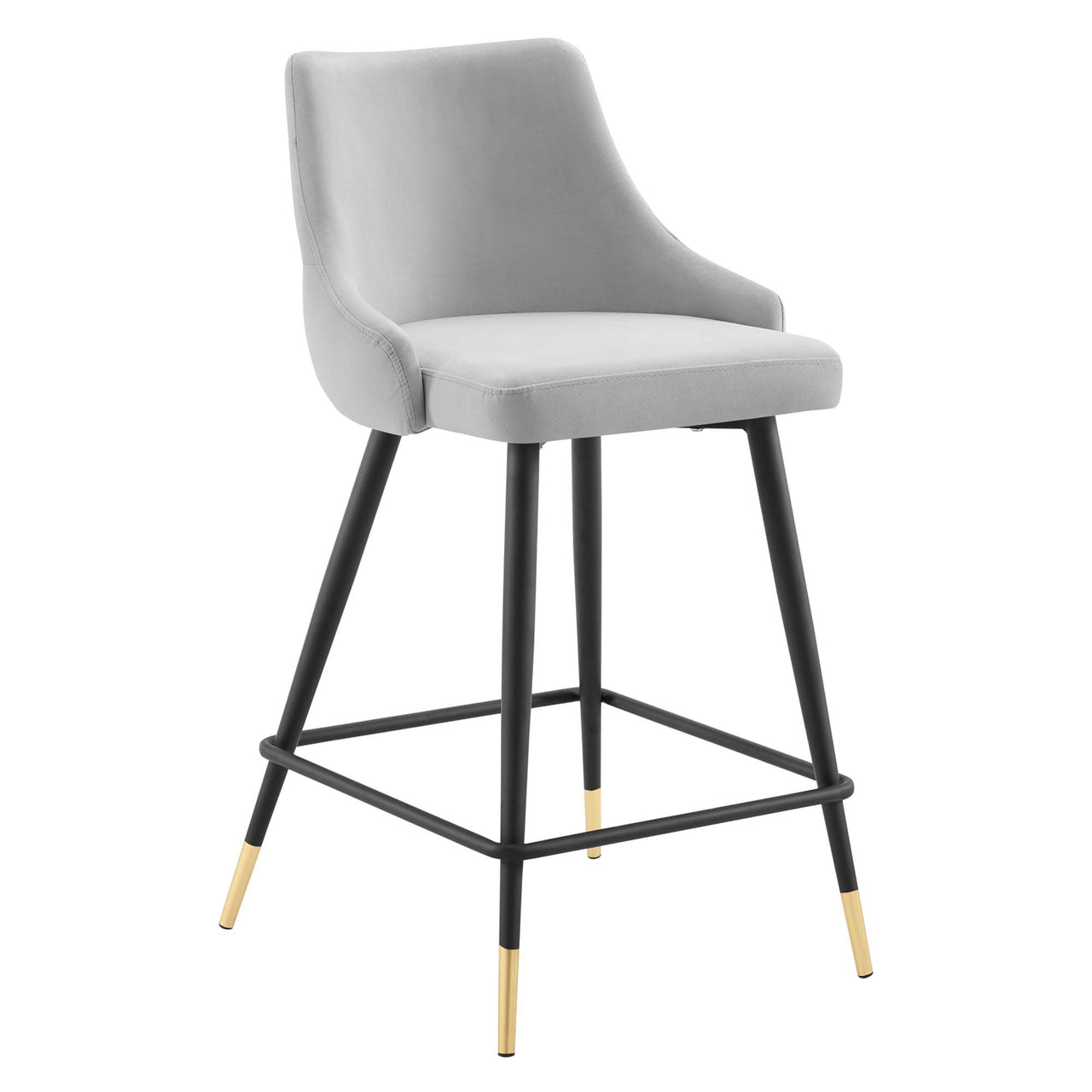 Avira Velvet Counter Stool, Light Gray