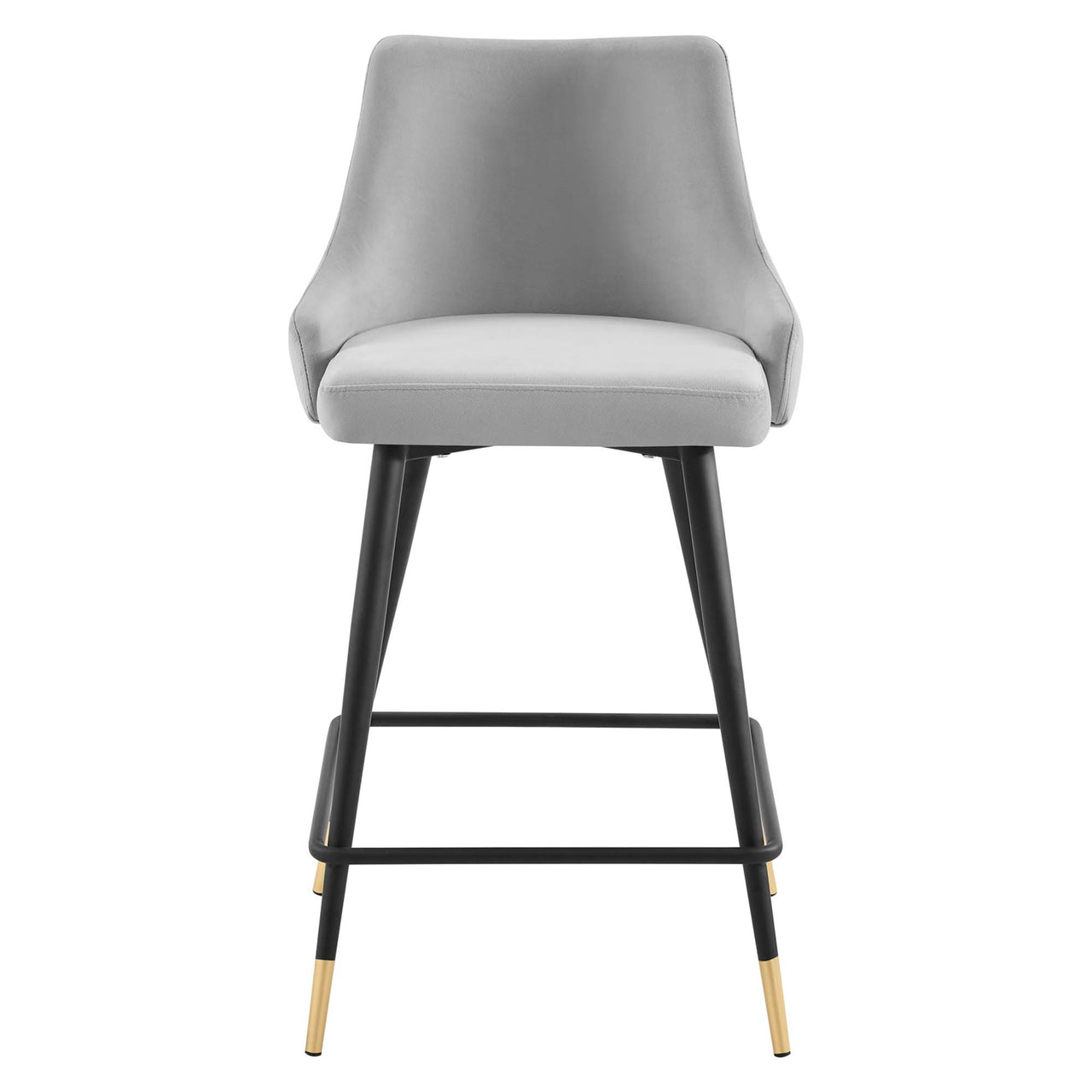 Avira Velvet Counter Stool, Light Gray