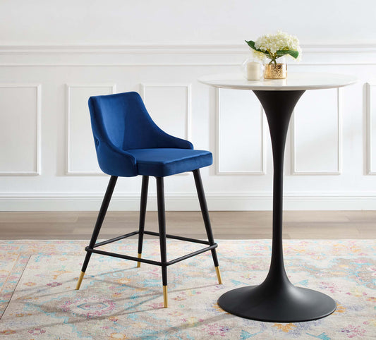 Avira Velvet Counter Stool, Navy