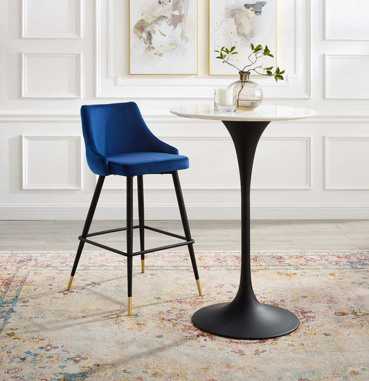 Avira Velvet Bar Stool, Navy