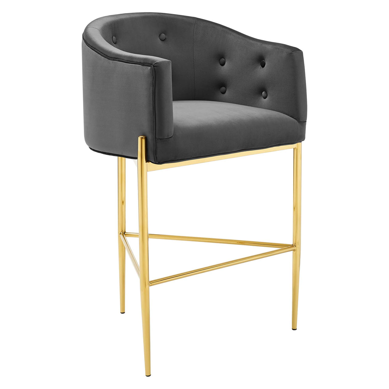 Civetta Upholstered Velvet Bar Stool, Charcoal