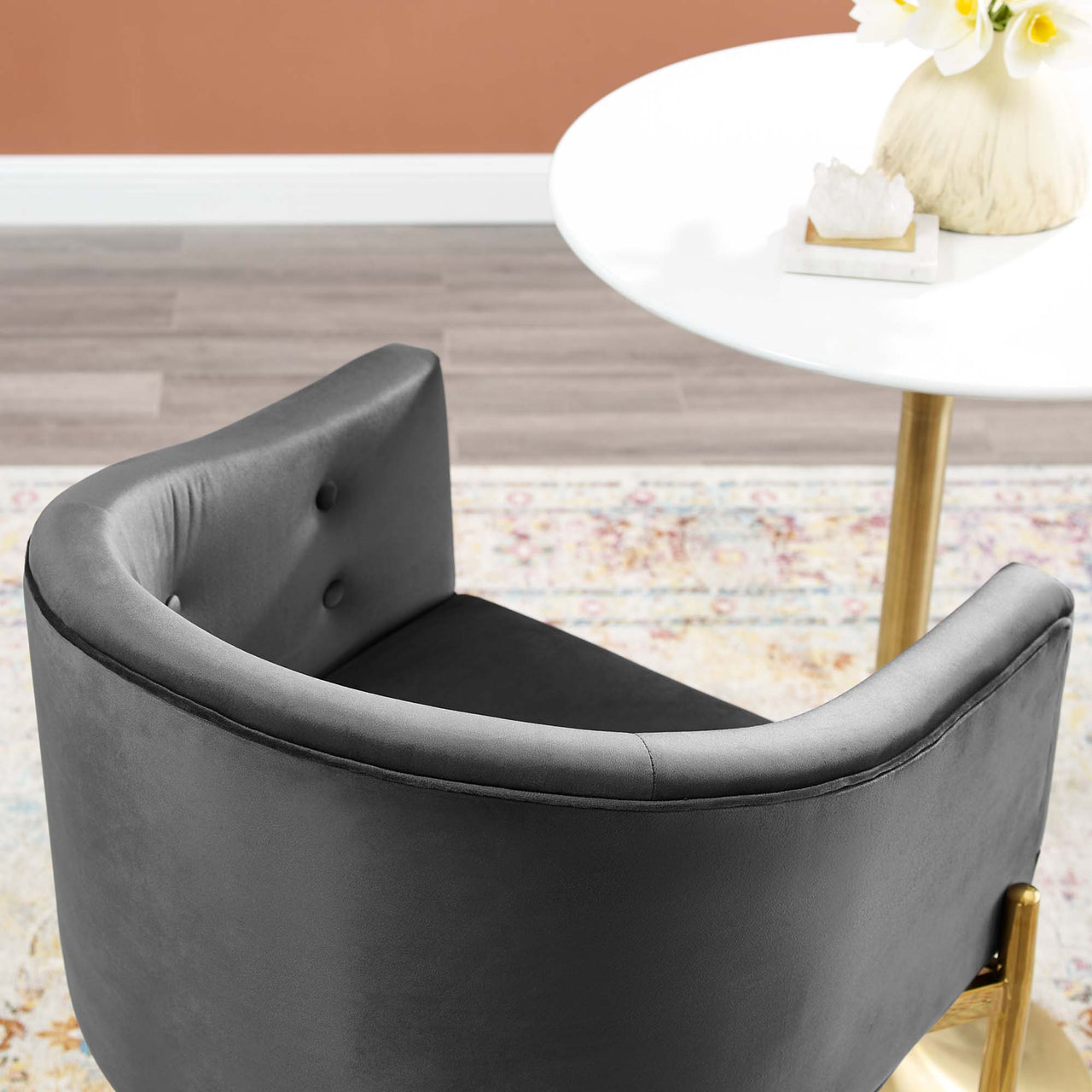 Civetta Upholstered Velvet Bar Stool, Charcoal