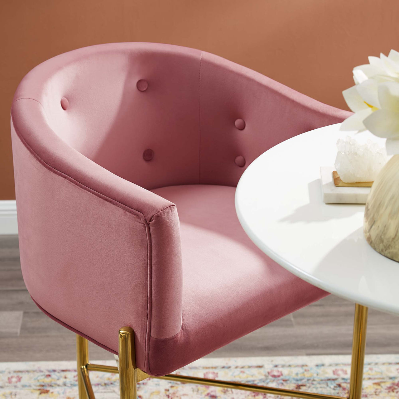 Civetta Upholstered Velvet Bar Stool, Dusty Rose