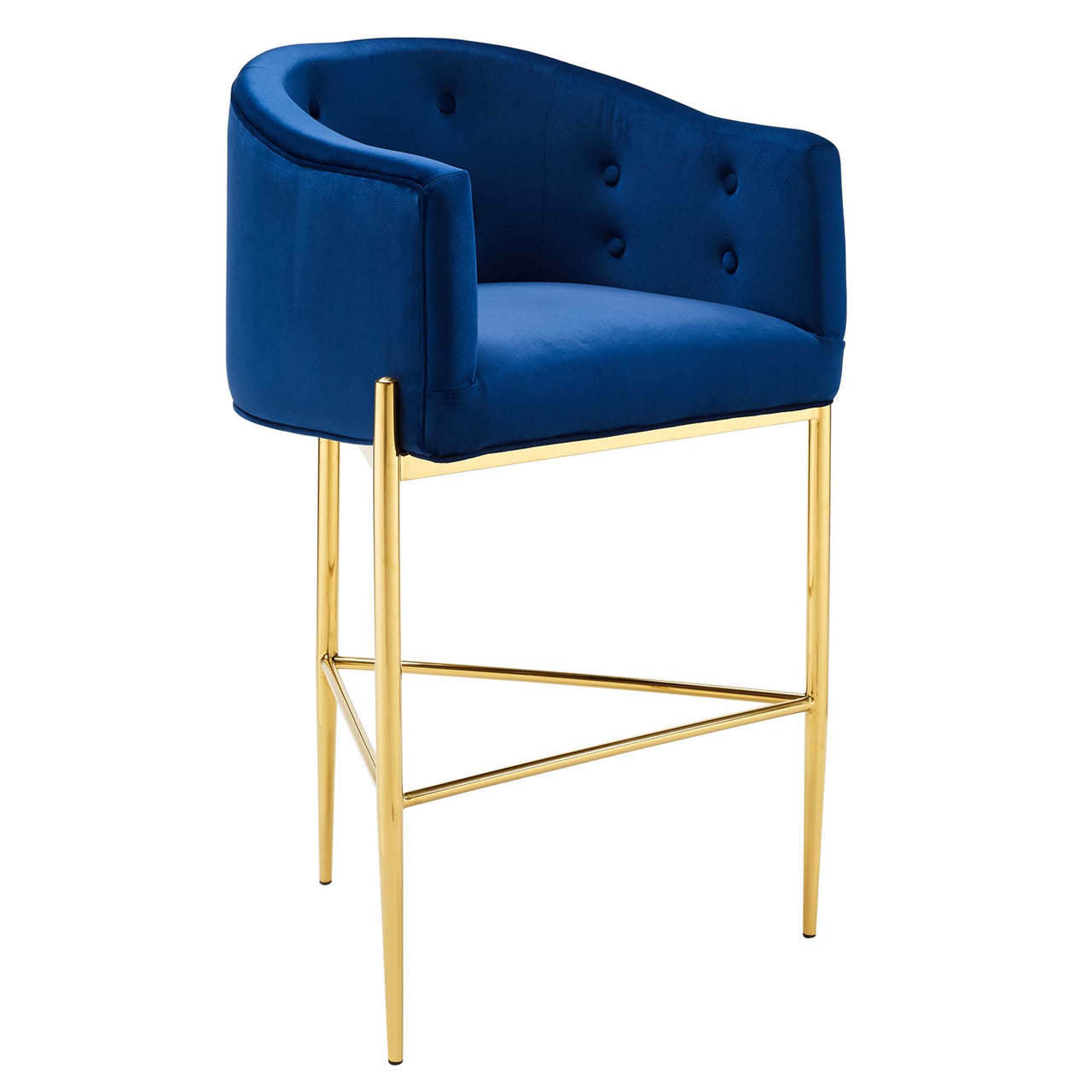 Civetta Upholstered Velvet Bar Stool, Navy