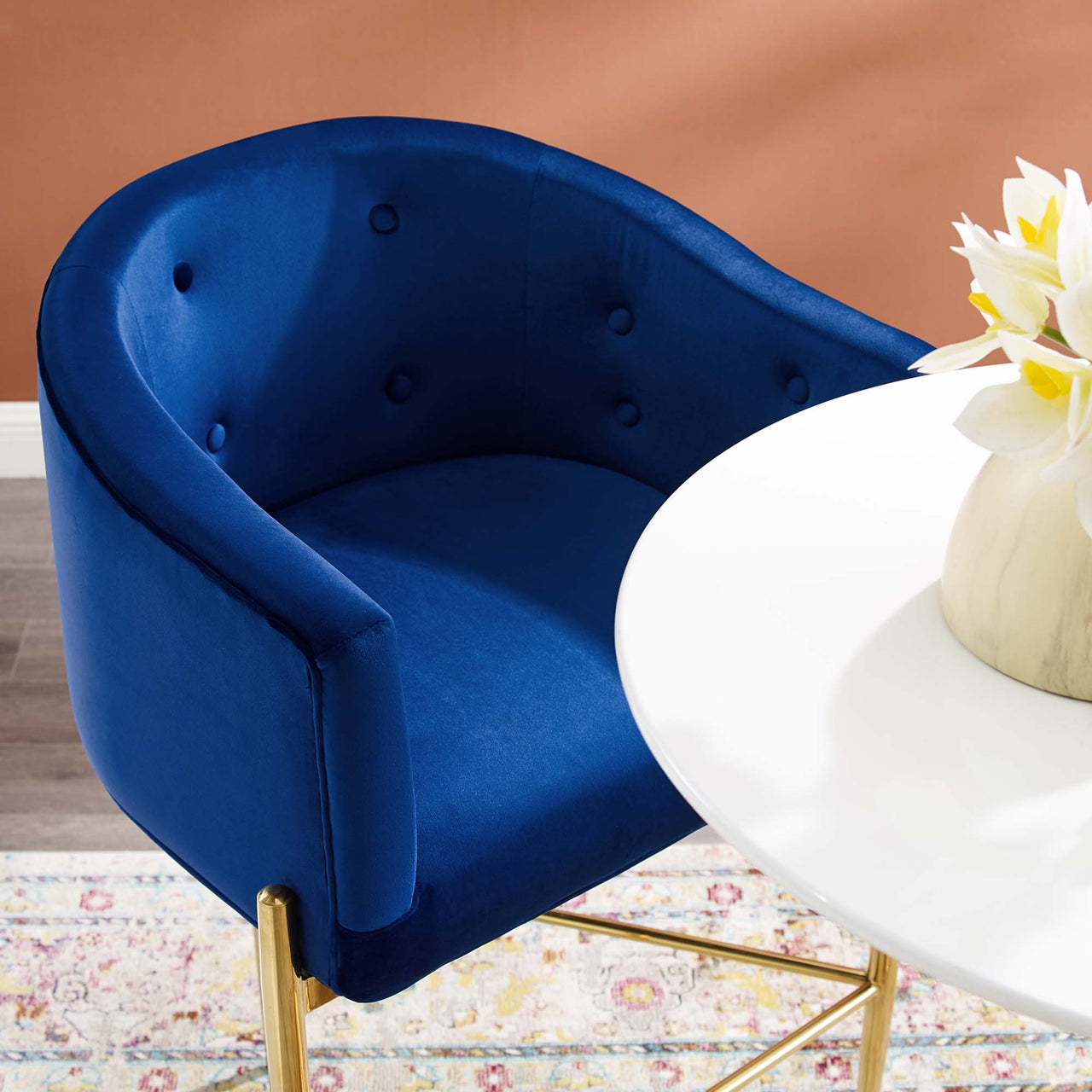 Civetta Upholstered Velvet Bar Stool, Navy