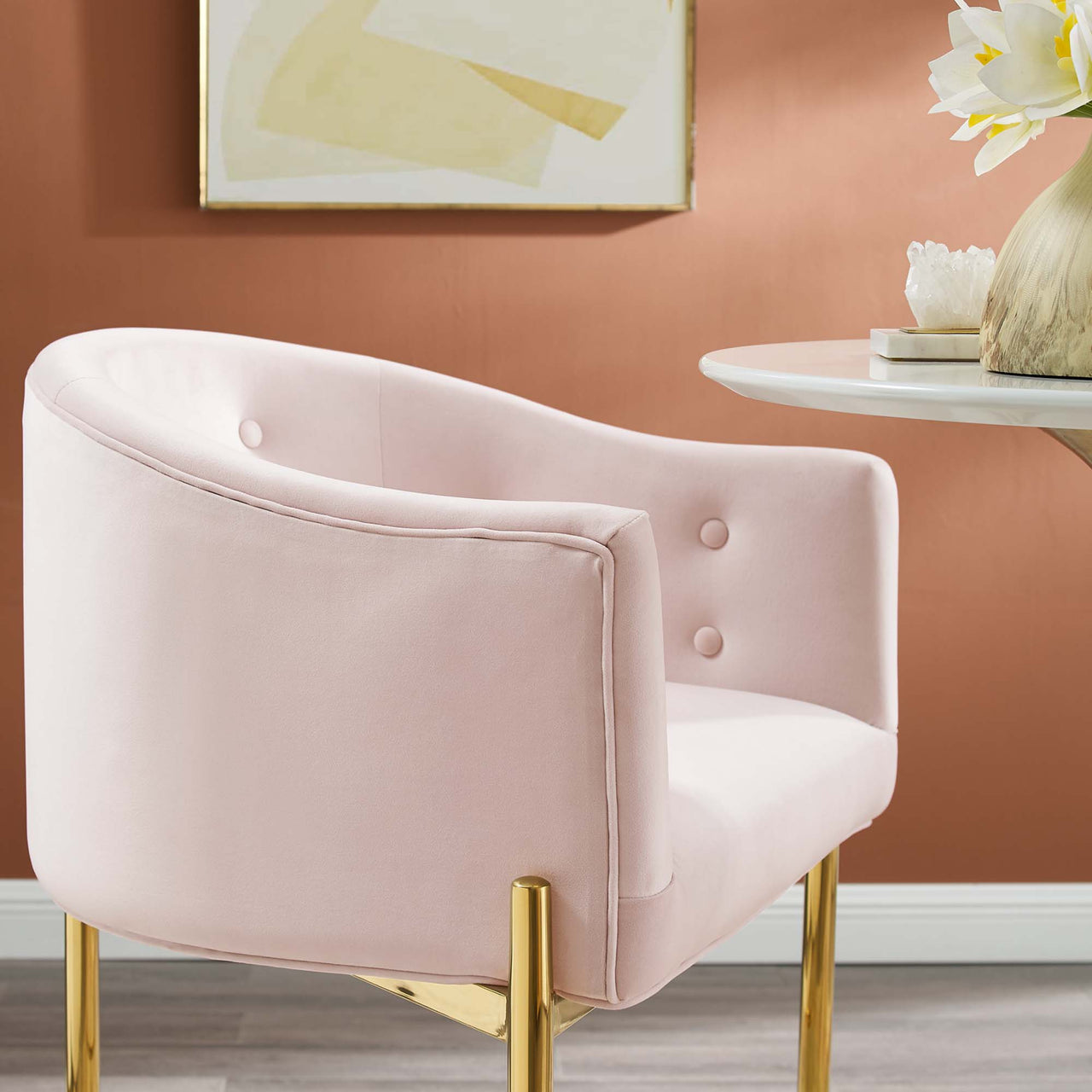 Civetta Upholstered Velvet Bar Stool, Pink