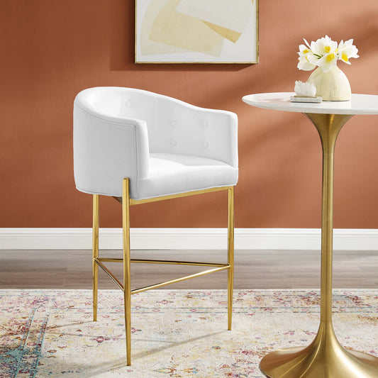 Civetta Upholstered Velvet Bar Stool, White