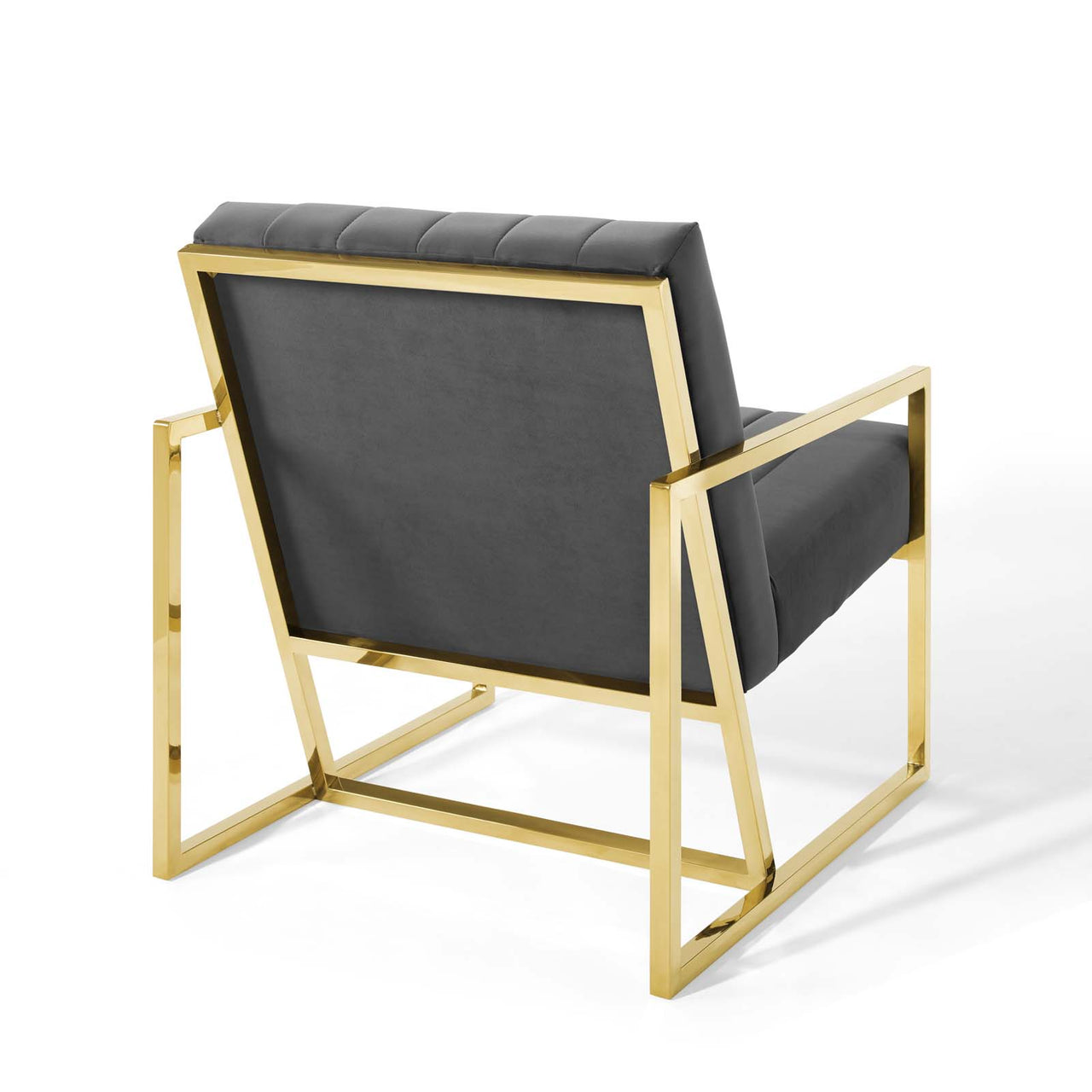 Railway Upholstered Velvet Accent Chair, Charcoal