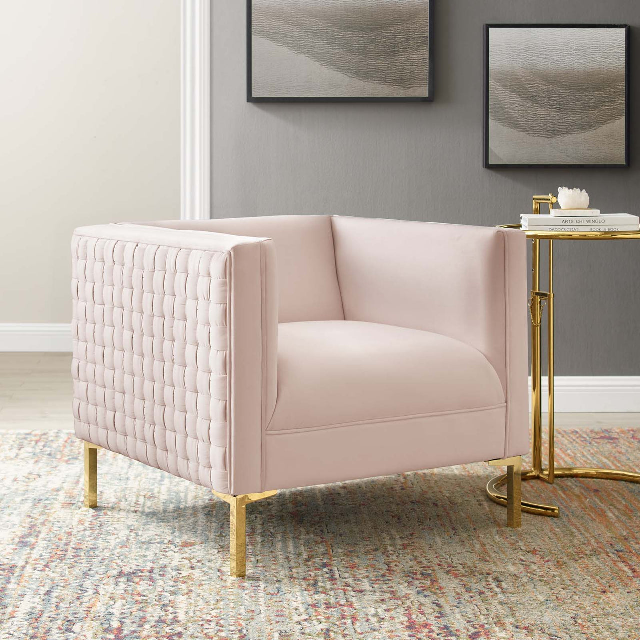 Valorae Velvet Armchair, Pink