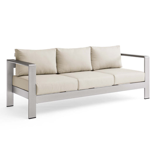 Shorea Alfresco Sofa, Silver & Beige