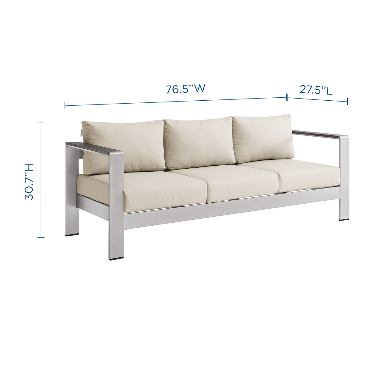 Shorea Alfresco Sofa, Silver & Beige