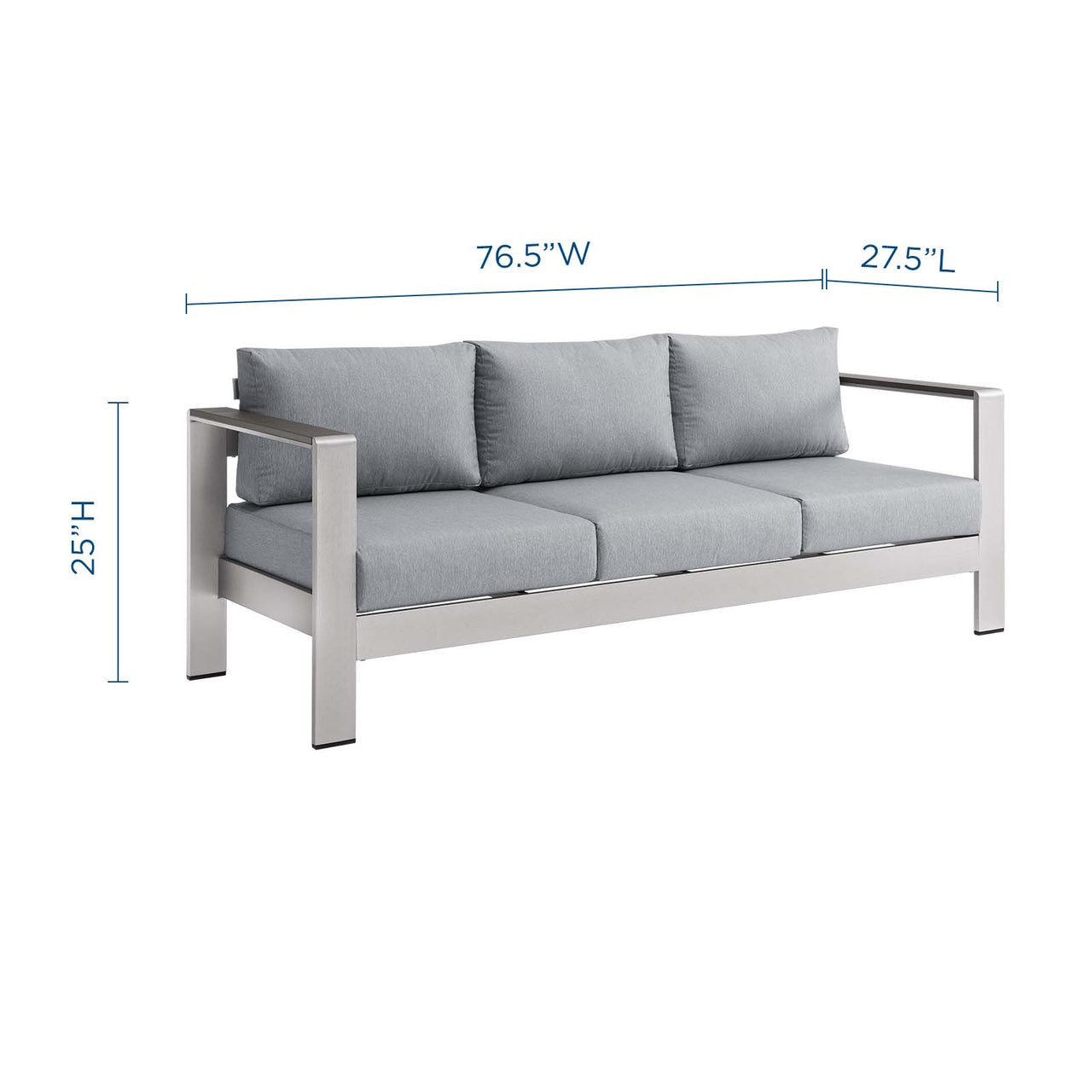 Shorea Alfresco Sofa, Silver & Gray