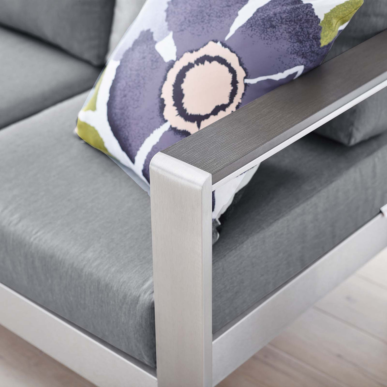 Shorea Alfresco Sofa, Silver & Gray