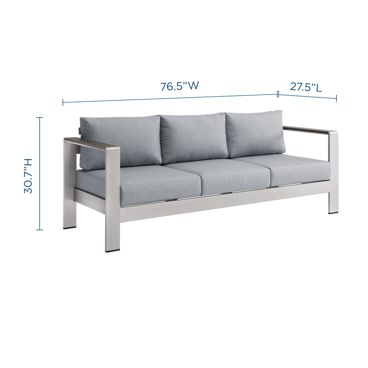 Shorea Alfresco Sofa, Silver & Gray