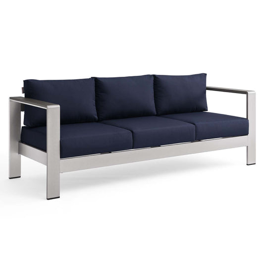 Shorea Alfresco Sofa, Silver & Navy