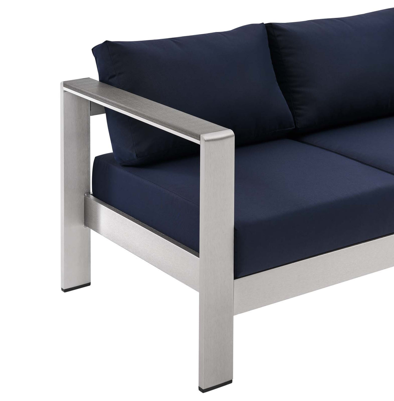 Shorea Alfresco Sofa, Silver & Navy