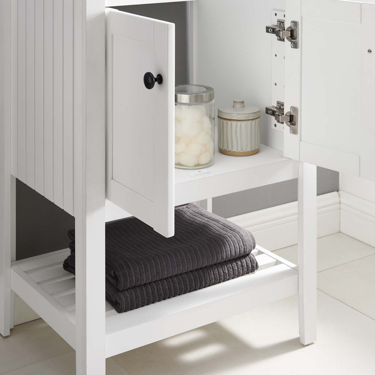 Carlyle Vanity Base with Storage, Small, White