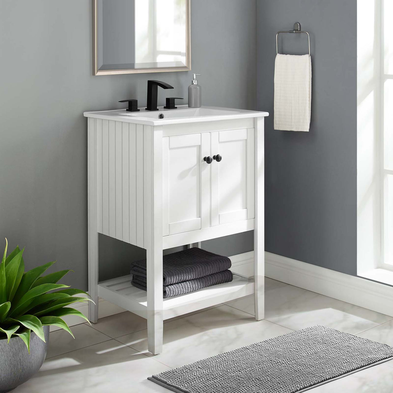 Carlyle Vanity Base with Storage, Small, White