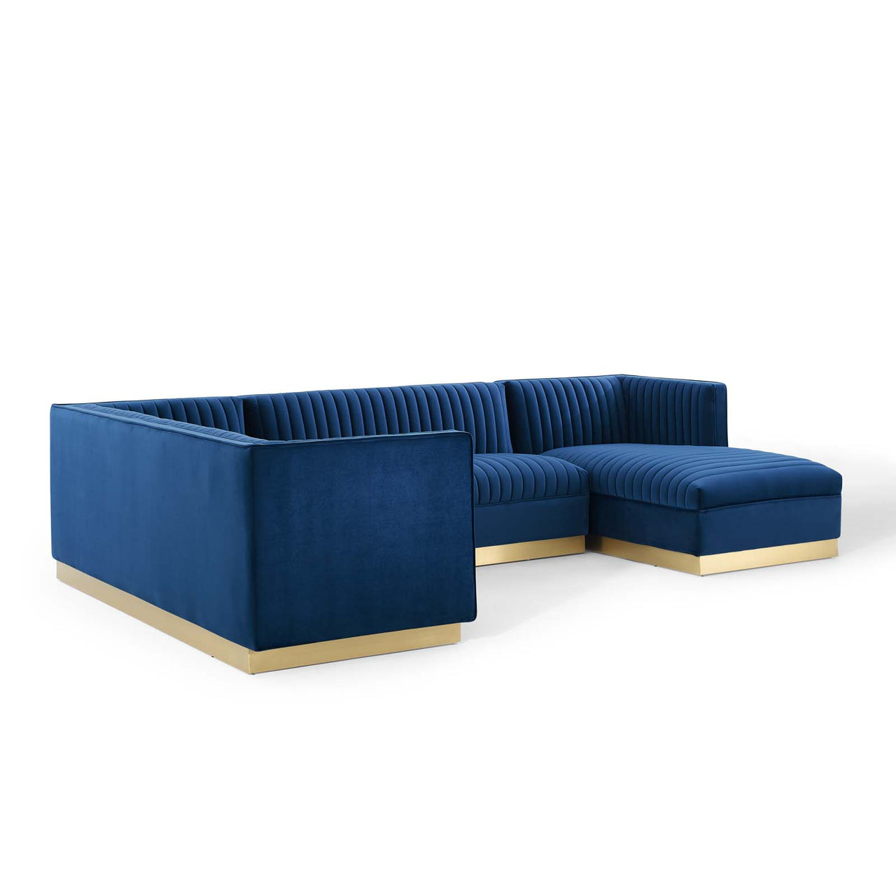 Vladimir 3-Piece Velvet Sectional Sofa Set, Navy