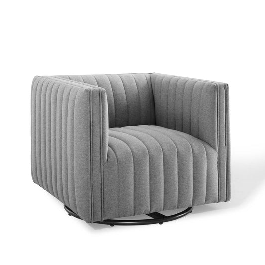 Evoke Swivel Upholstered Armchair, Light Gray