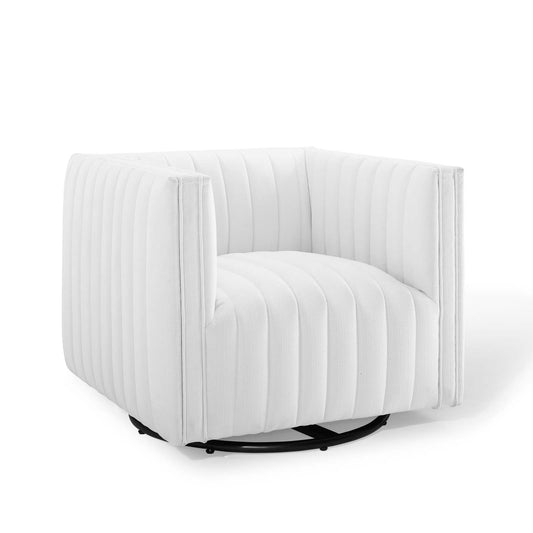Evoke Swivel Upholstered Armchair, White