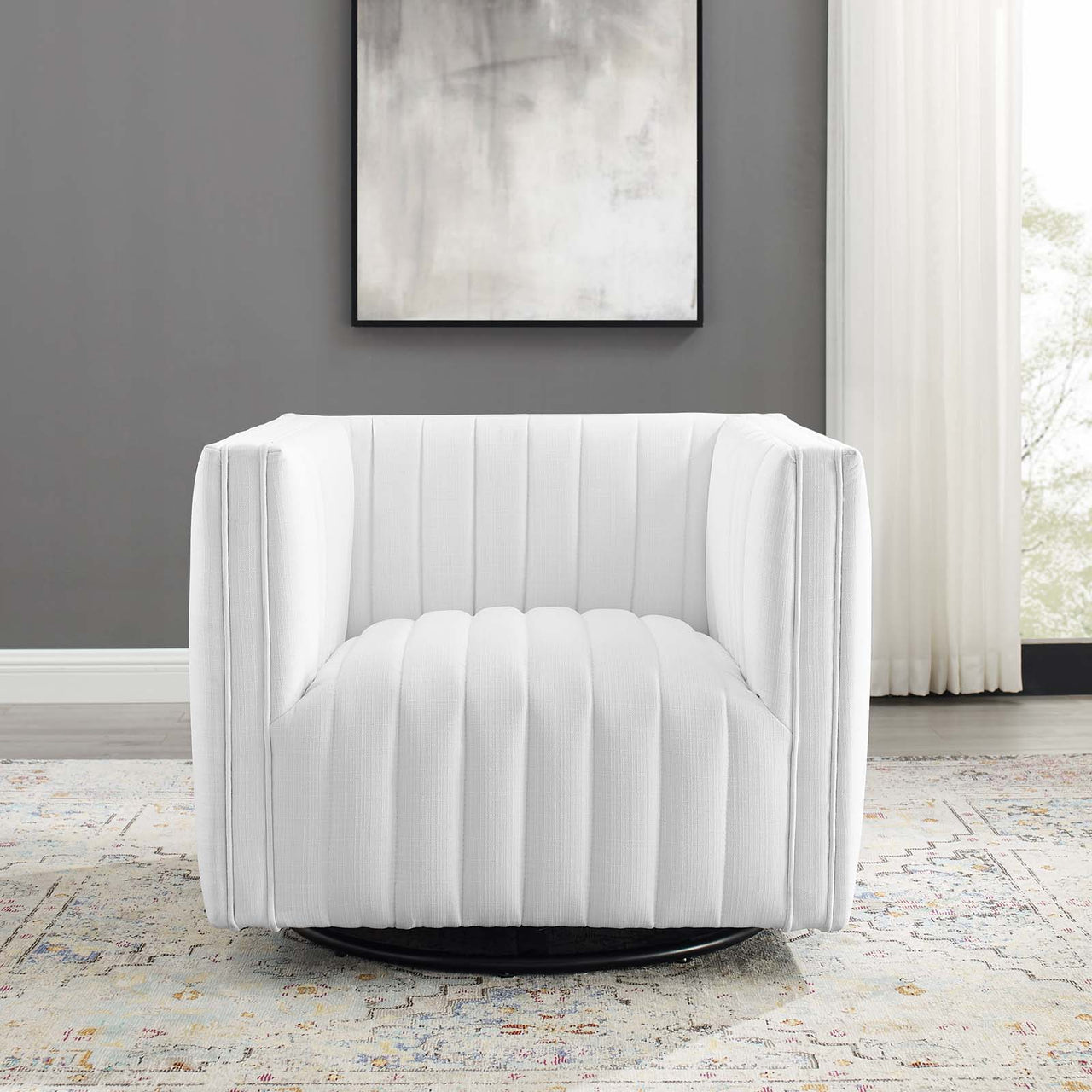 Evoke Swivel Upholstered Armchair, White