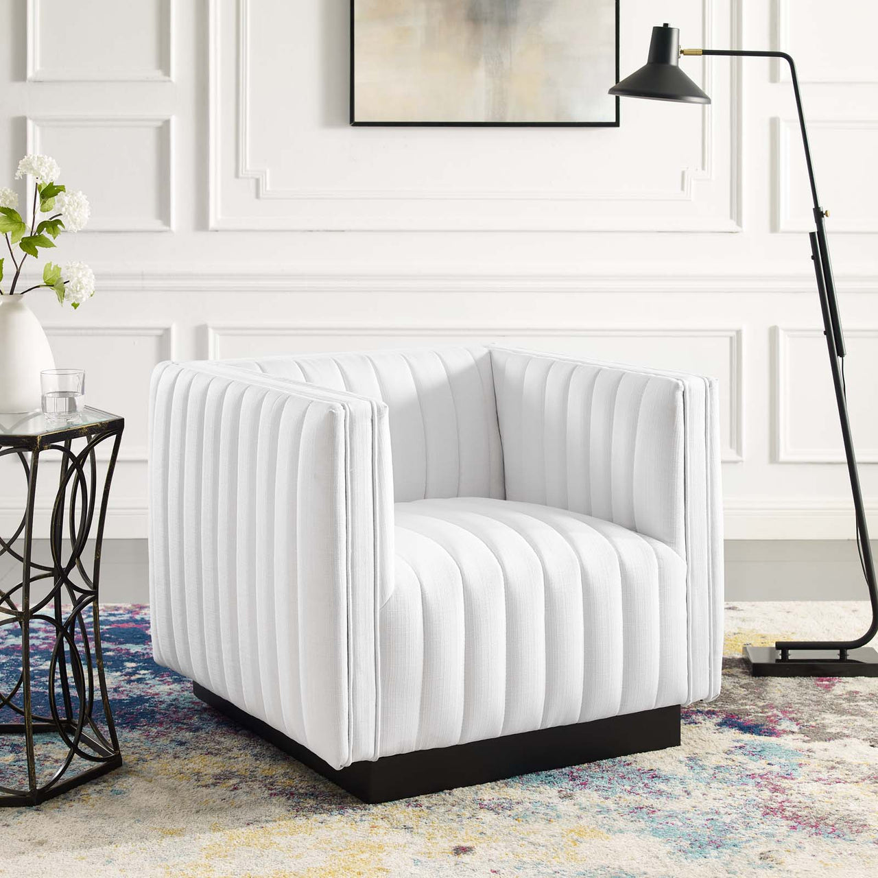 Evoke Fabric Armchair, White