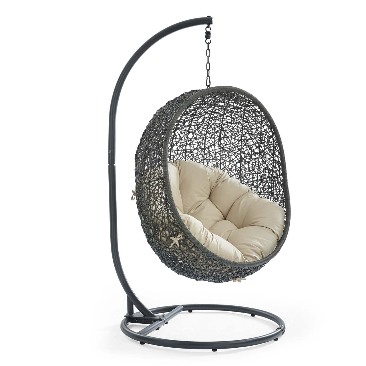 Shell Alfresco Sunbrella® Swing Chair w/ Stand, Gray & Beige