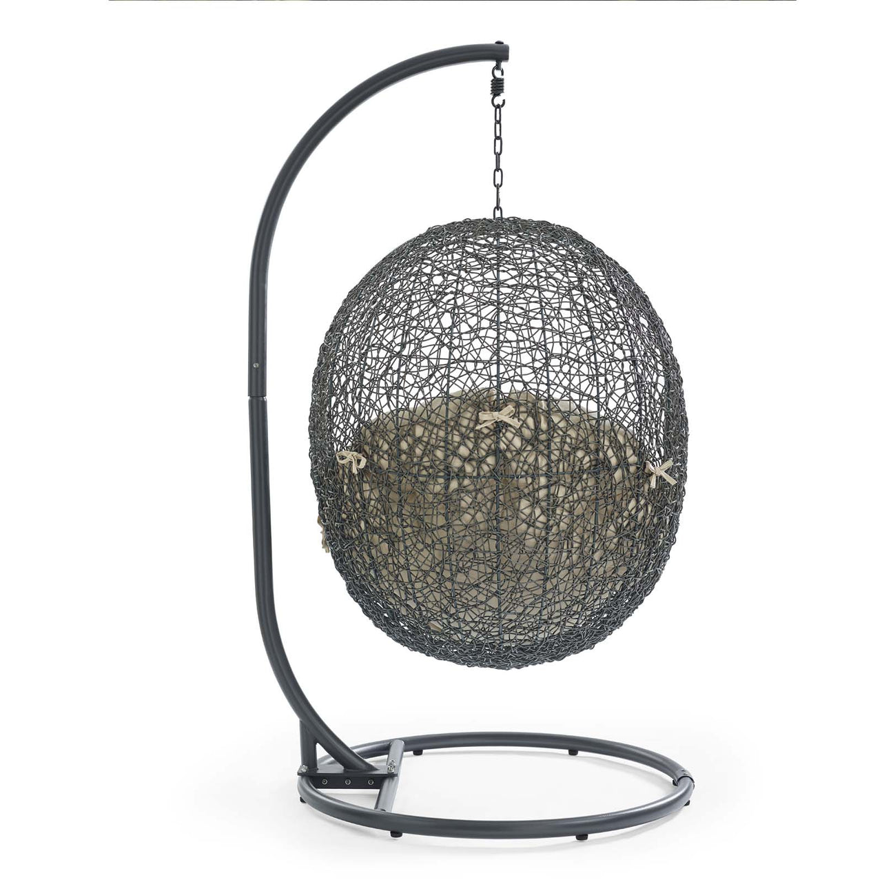 Shell Alfresco Sunbrella® Swing Chair w/ Stand, Gray & Beige