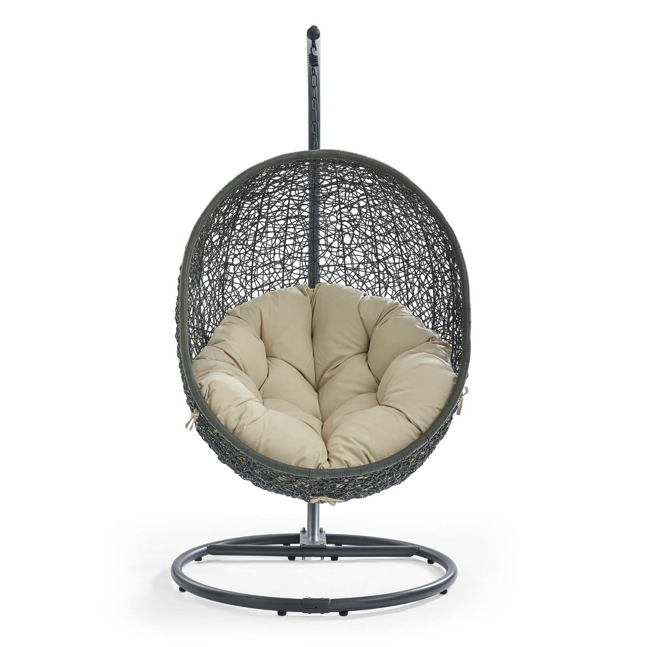 Shell Alfresco Sunbrella® Swing Chair w/ Stand, Gray & Beige