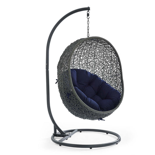 Shell Alfresco Sunbrella® Swing Chair w/ Stand, Gray & Navy