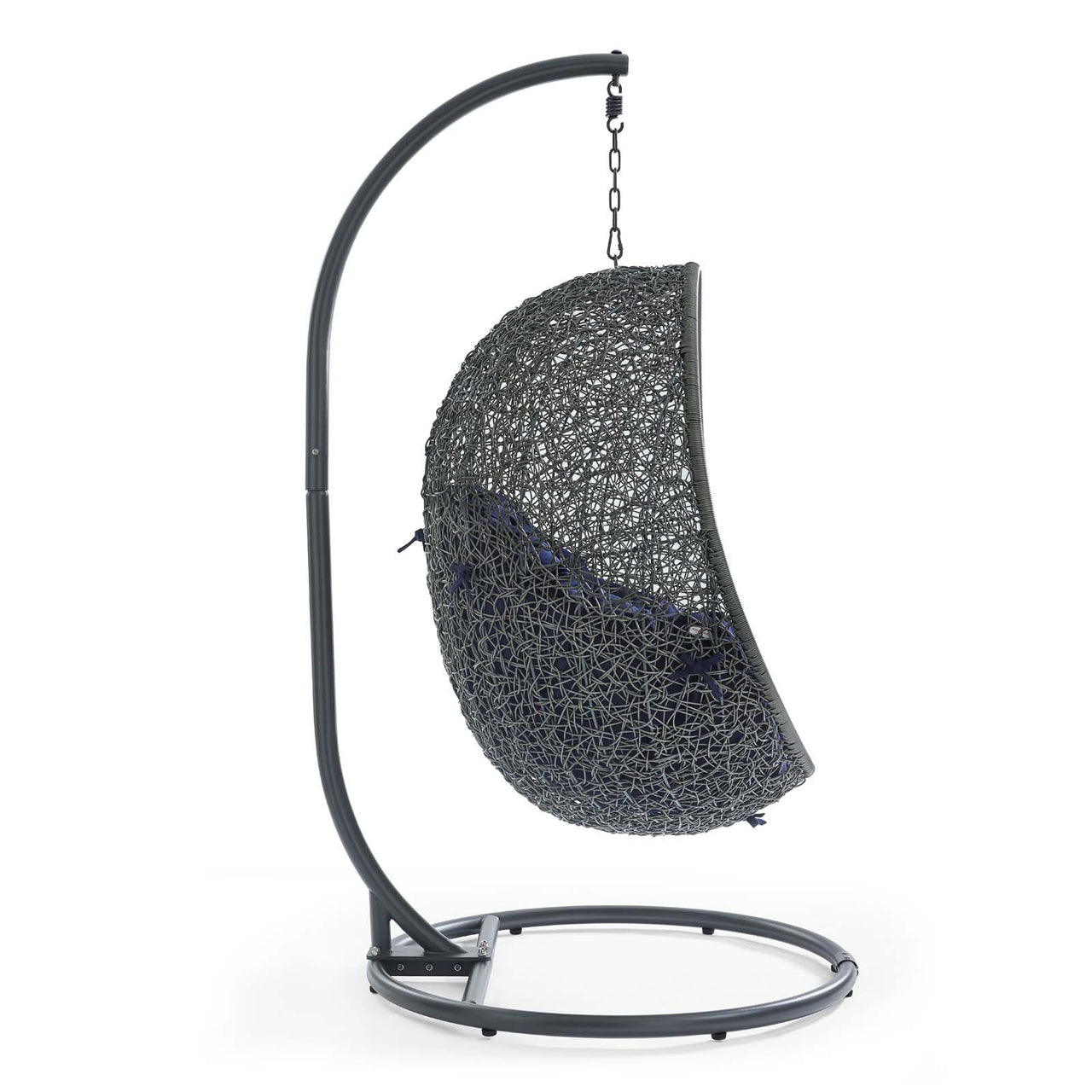 Shell Alfresco Sunbrella® Swing Chair w/ Stand, Gray & Navy