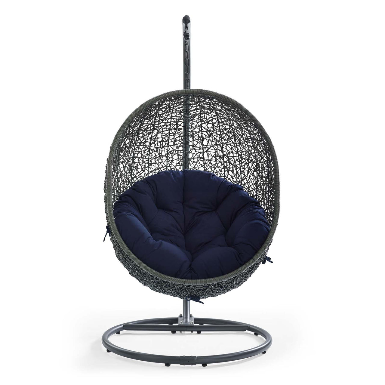 Shell Alfresco Sunbrella® Swing Chair w/ Stand, Gray & Navy