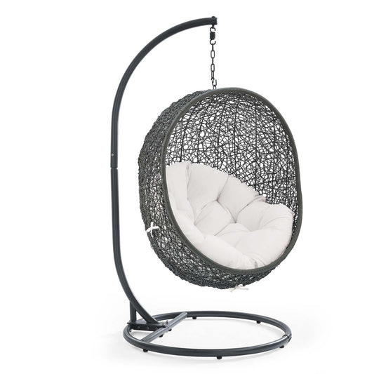 Shell Alfresco Sunbrella® Swing Chair w/ Stand, Gray & White