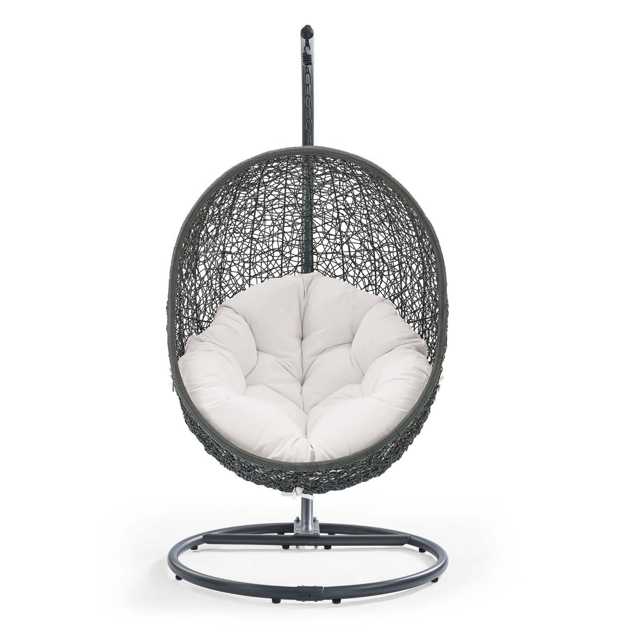 Shell Alfresco Sunbrella® Swing Chair w/ Stand, Gray & White