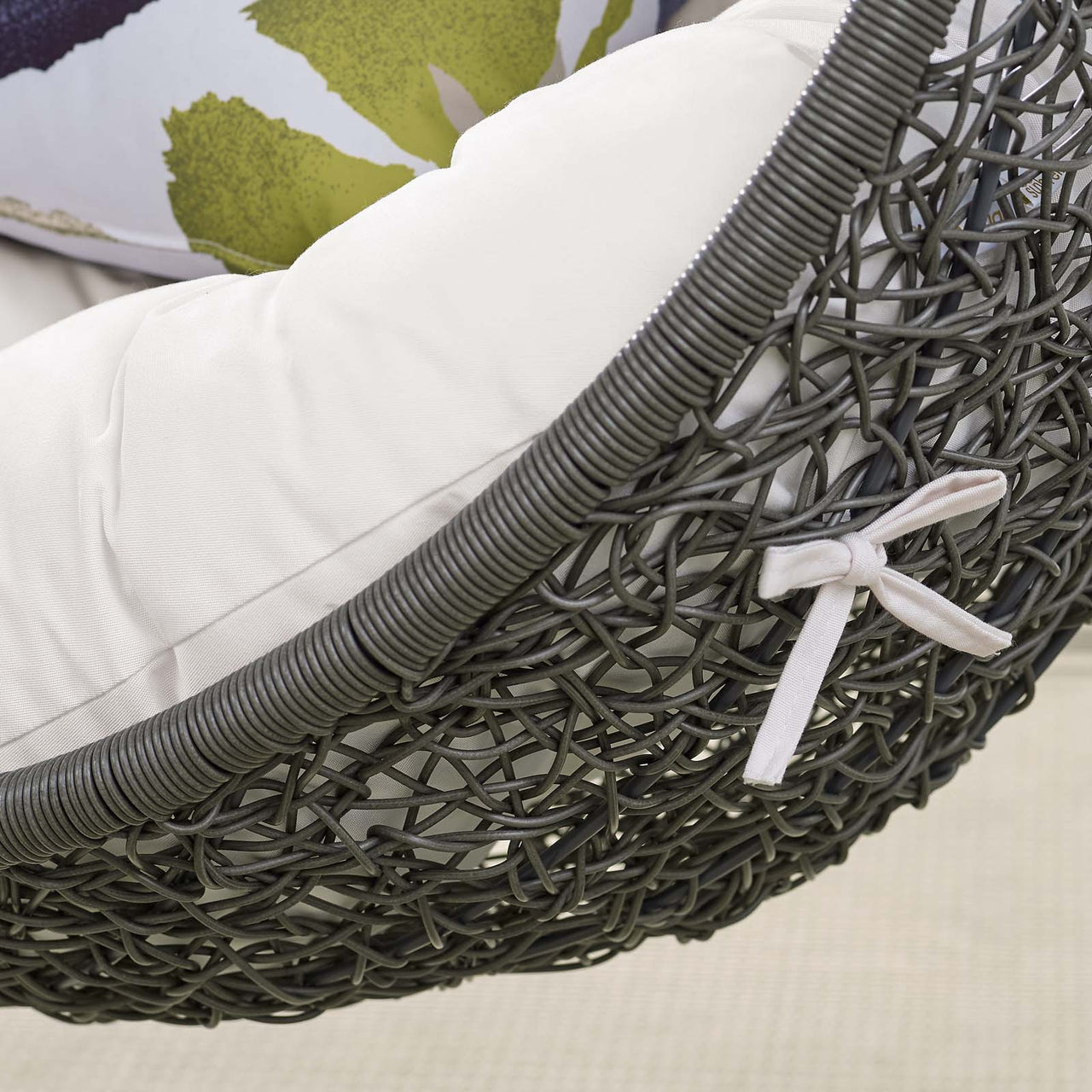 Shell Alfresco Sunbrella® Swing Chair w/ Stand, Gray & White