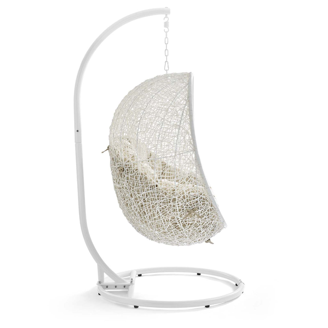 Shell Alfresco Sunbrella® Swing Chair w/ Stand, White & Beige