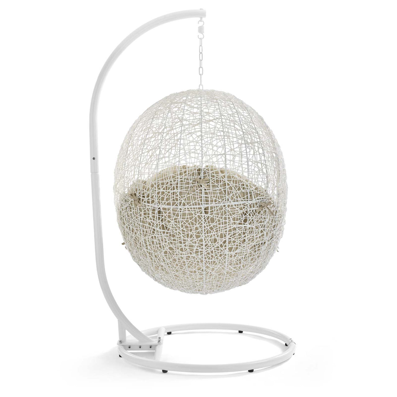 Shell Alfresco Sunbrella® Swing Chair w/ Stand, White & Beige