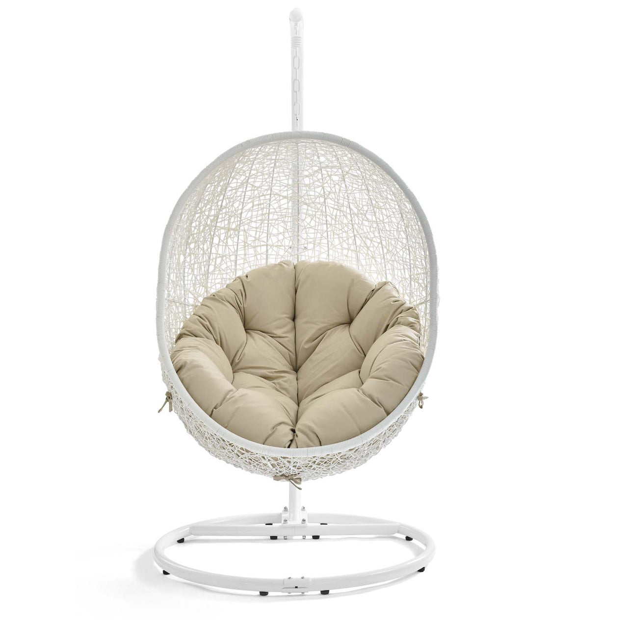 Shell Alfresco Sunbrella® Swing Chair w/ Stand, White & Beige