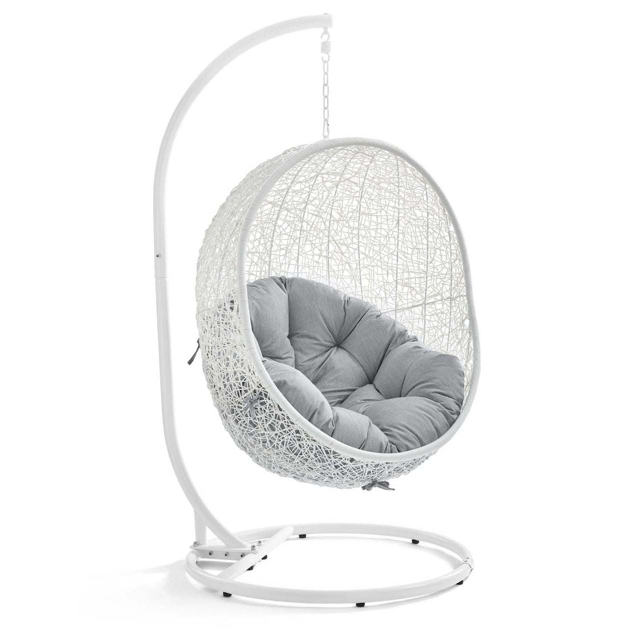 Shell Alfresco Sunbrella® Swing Chair w/ Stand, White & Gray
