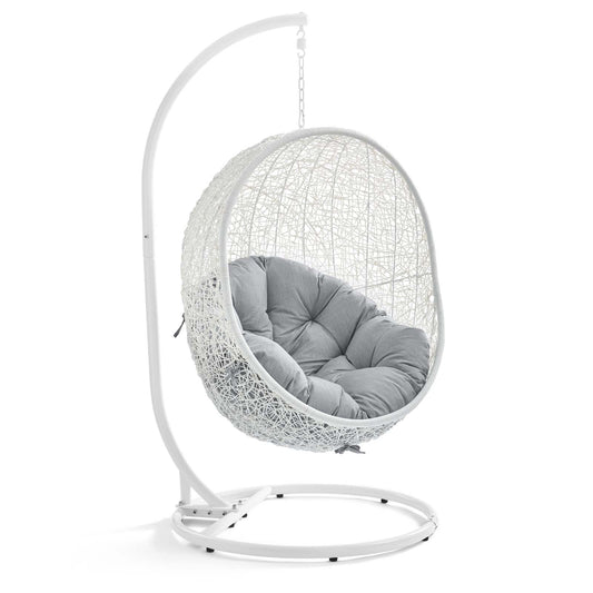 Shell Alfresco Sunbrella® Swing Chair w/ Stand, White & Gray