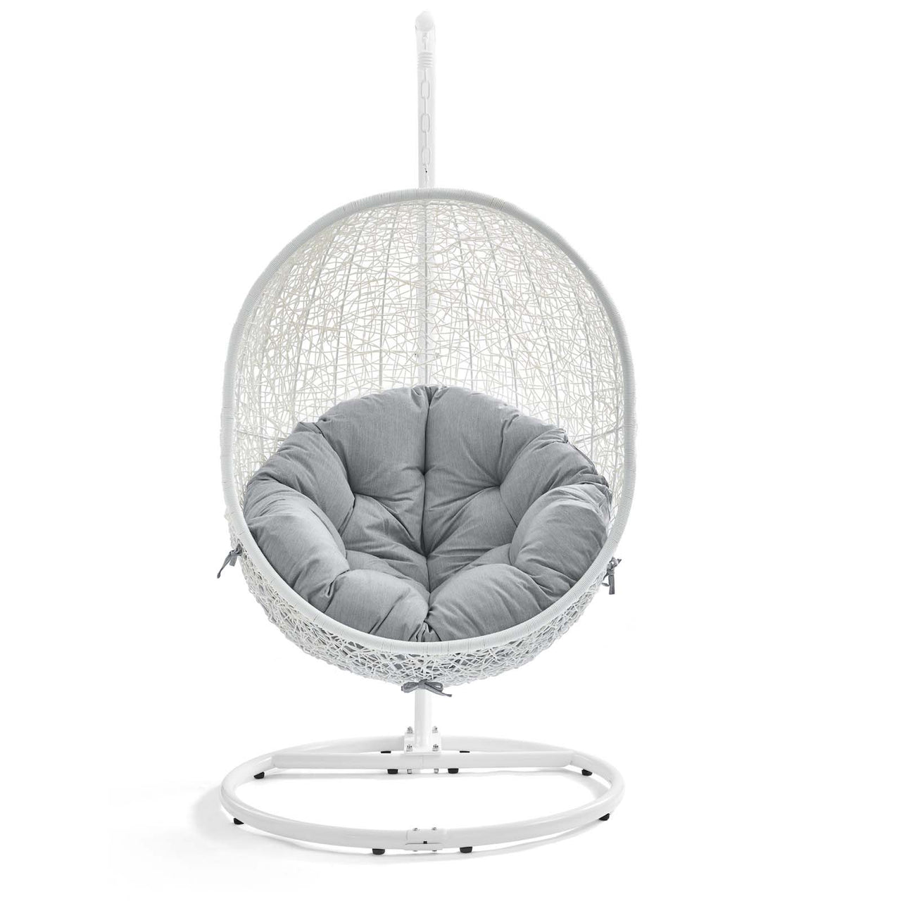 Shell Alfresco Sunbrella® Swing Chair w/ Stand, White & Gray