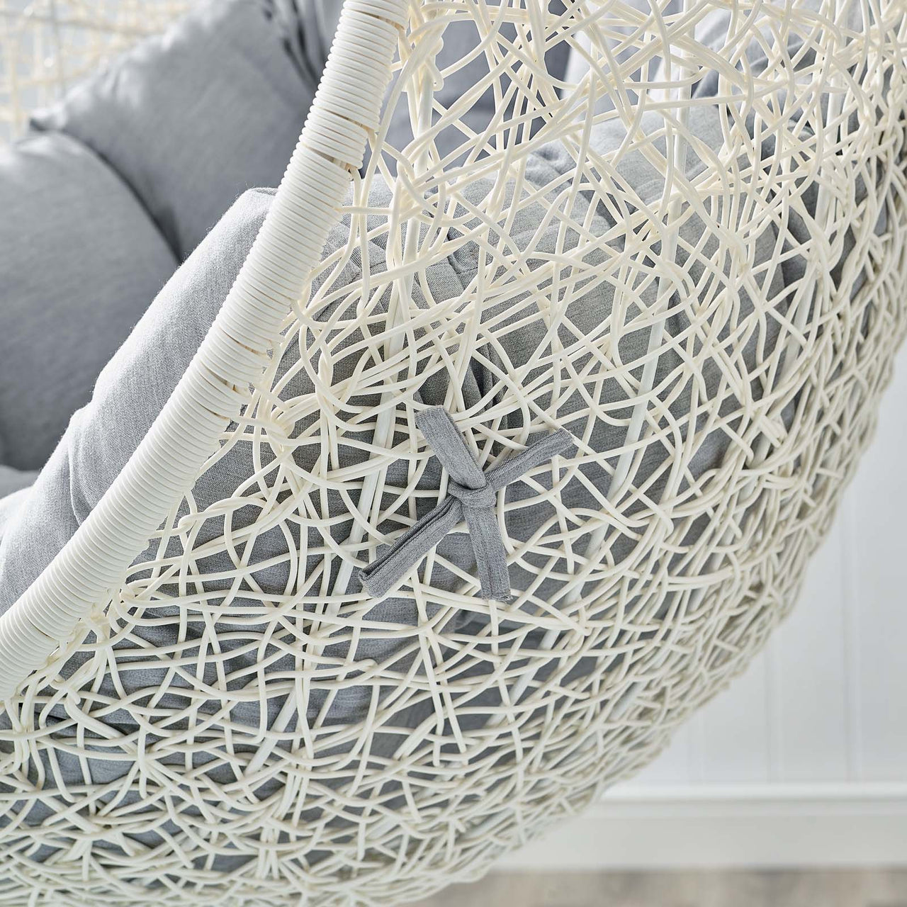 Shell Alfresco Sunbrella® Swing Chair w/ Stand, White & Gray
