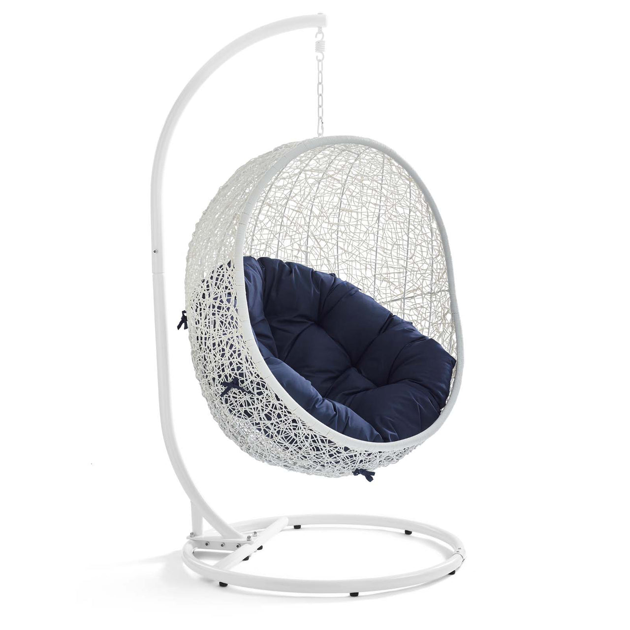 Shell Alfresco Sunbrella® Swing Chair w/ Stand, White & Navy