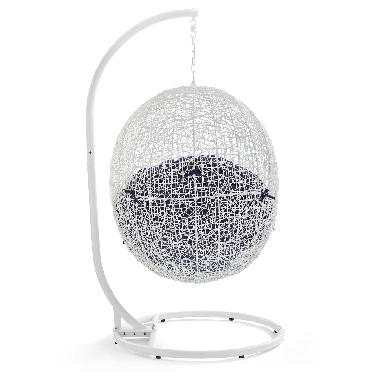 Shell Alfresco Sunbrella® Swing Chair w/ Stand, White & Navy