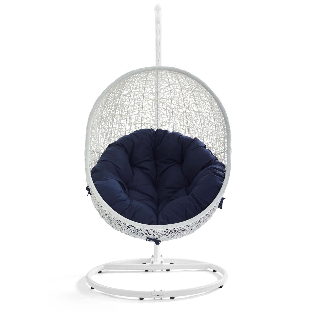 Shell Alfresco Sunbrella® Swing Chair w/ Stand, White & Navy
