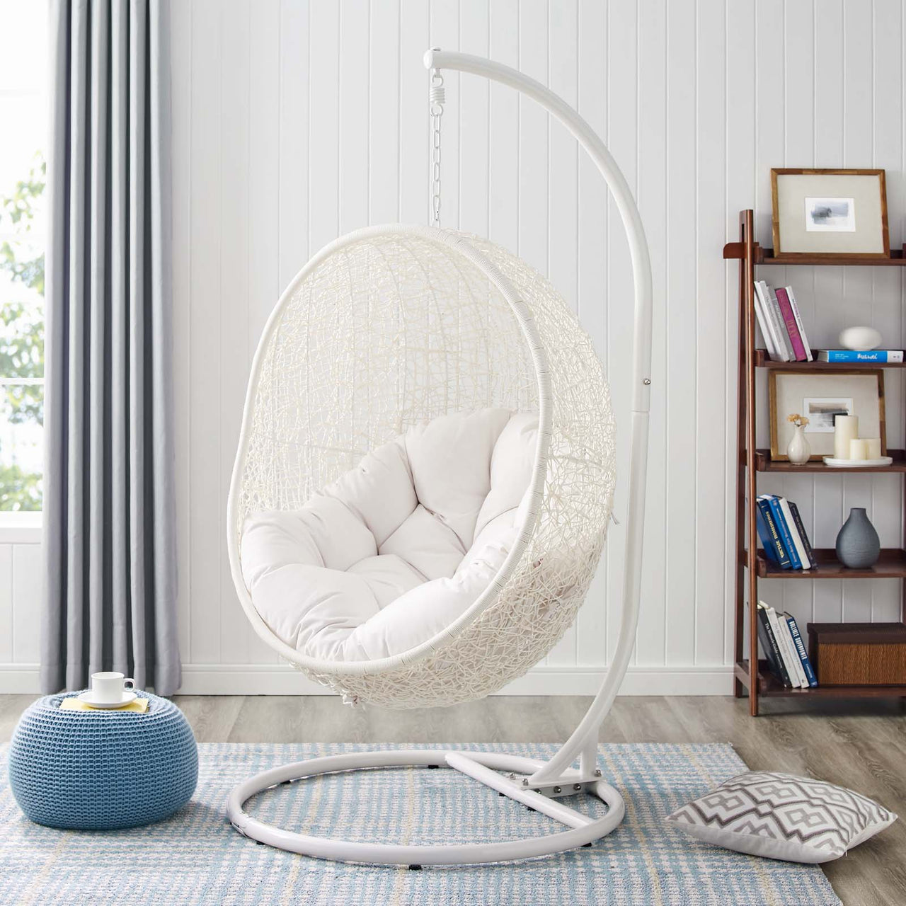 Shell Alfresco Sunbrella® Swing Chair w/ Stand, White
