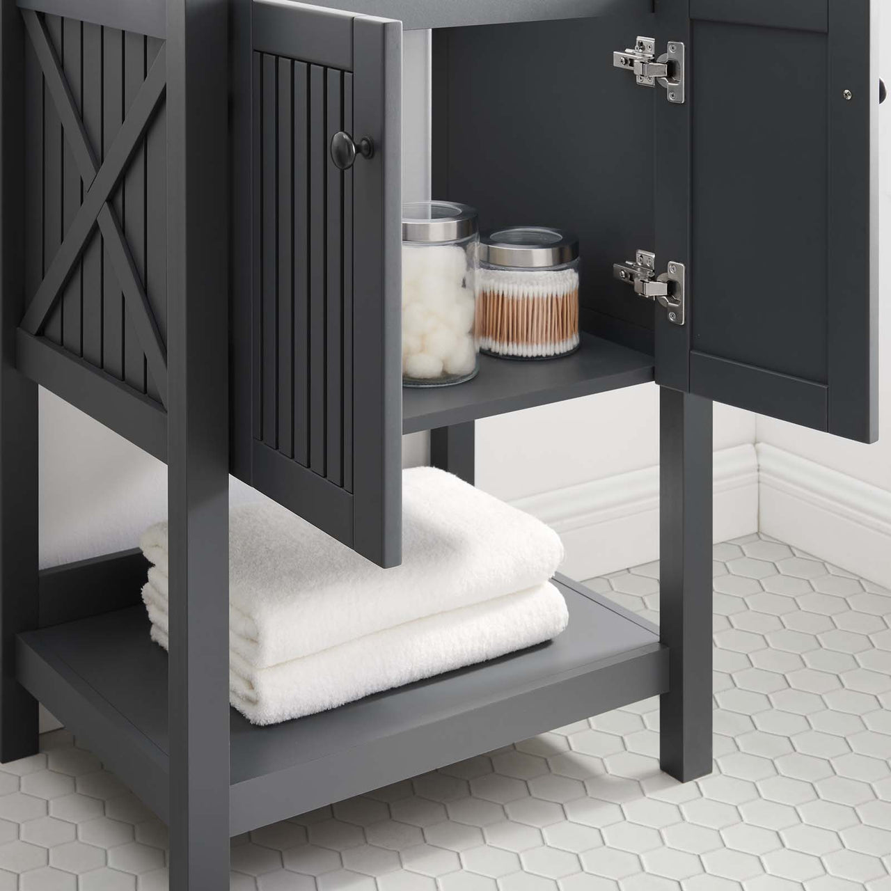Barn Vanity Base with Storage, Small, Gray